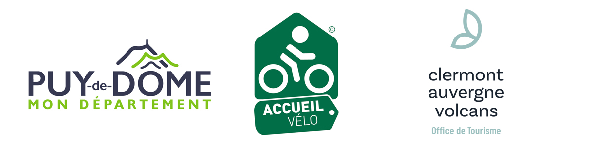 Logos Conseil Départemental du Puy-de-Dôme, Accueil Vélo et Clermont Auvergne Volcans